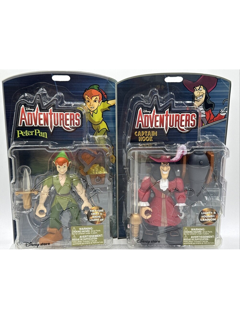 Disney Store Exclusive Adventures Peter Pan & Captain Hook Action Figures *READ*